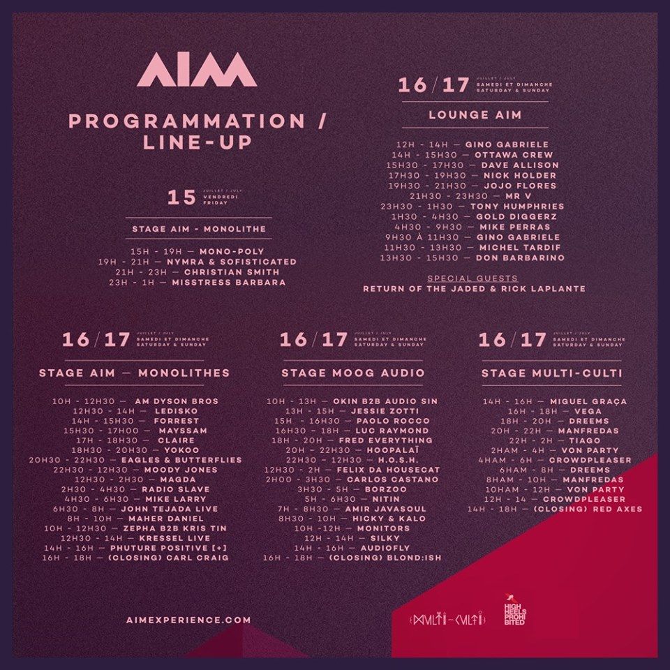 AIM FESTIVAL 2016 LINEUP